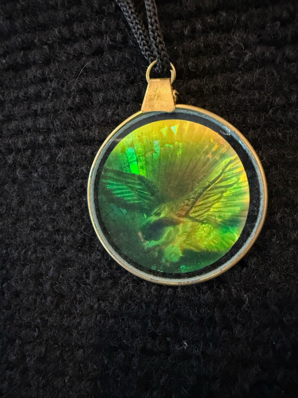 Vintage 80s Holographic Flying Eagle Pendant- Beautiful, Vintage On Rope Chain